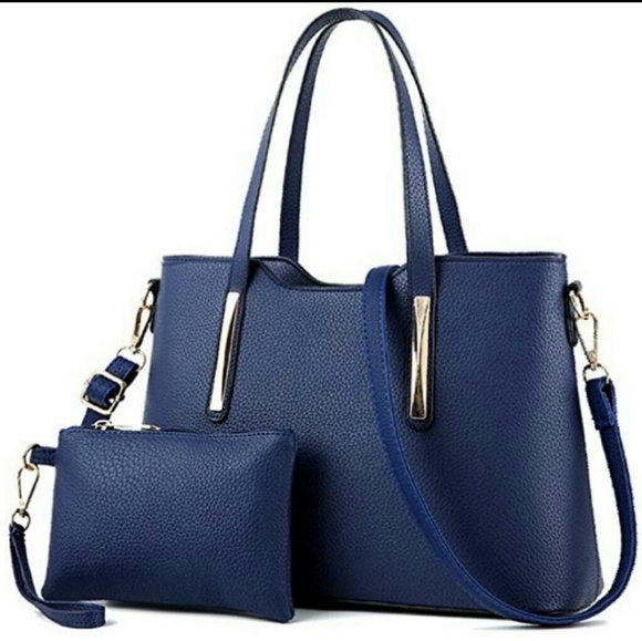 Handbags - Navy Purse & Cosmetic Case